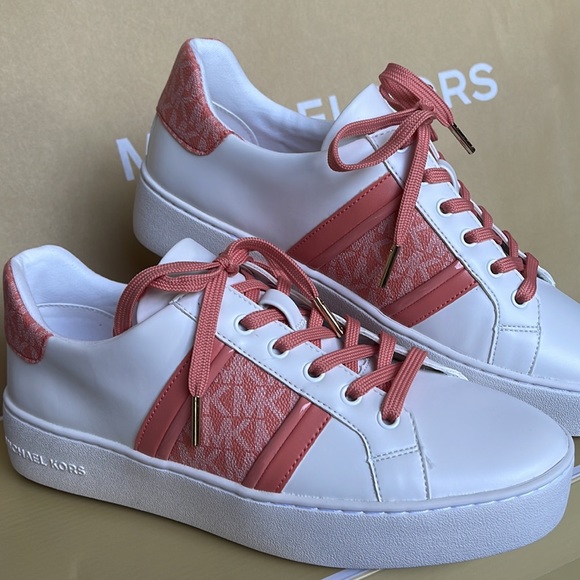 MICHAEL KORS POPPY STRIPE LACE UP NAPPA FAUX LEATHER SHERBERT WMNS - Picture 8 of 16